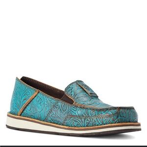 Ariat Women's Cruiser Floral Embossed Loafers in Turquoise